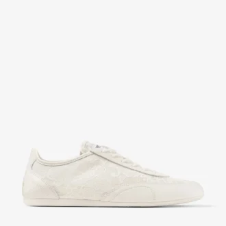 Adidași joși Sunny F din piele mixtă de culoare latte și dantelă jimmy choo