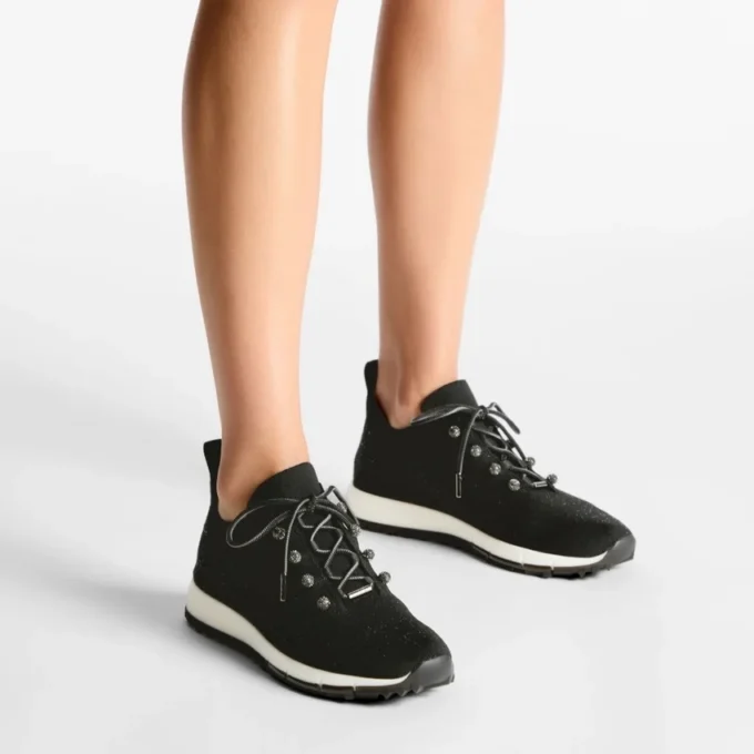Adidași Veles din tricot negru cu paiete Adidași Veles din tricot negru cu paiete