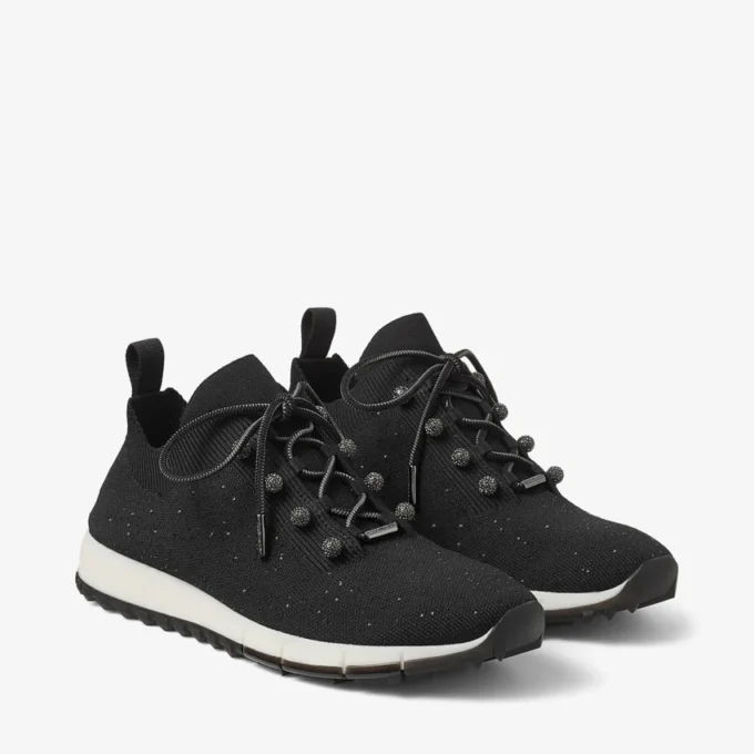 Adidași Veles din tricot negru cu paiete Adidași Veles din tricot negru cu paiete