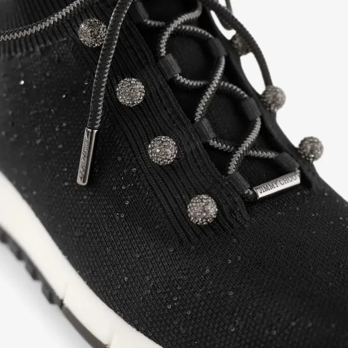 Adidași Veles din tricot negru cu paiete Adidași Veles din tricot negru cu paiete