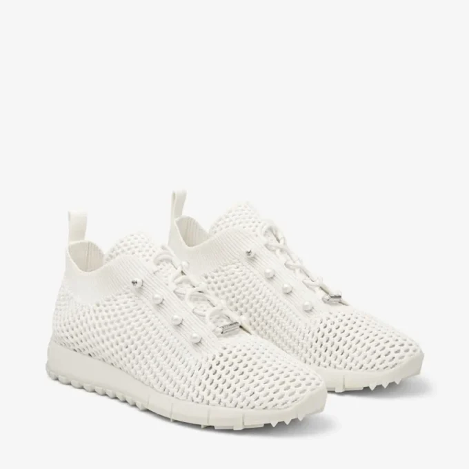 Adidași Veles Latte din tricot croșetat, cu talpă joasă și perle