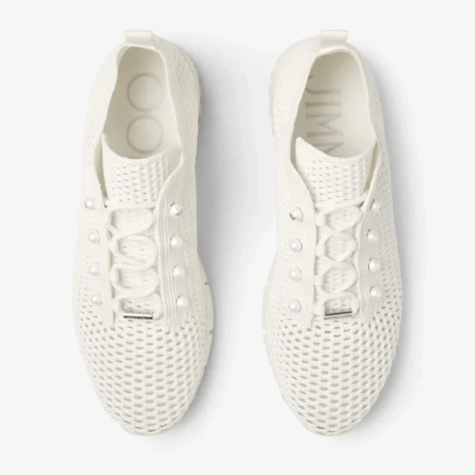 Adidași Veles Latte din tricot croșetat, cu talpă joasă și perle