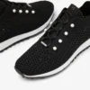 Adidași Veles negri cu talpă joasă, din tricot croșetat, cu perle