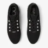 Adidași Veles negri cu talpă joasă, din tricot croșetat, cu perle
