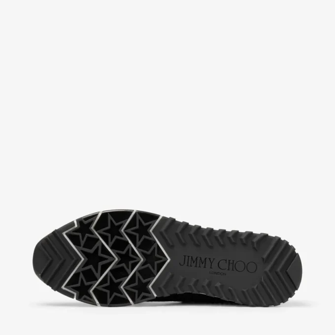 Adidași Veles negri cu talpă joasă, din tricot croșetat, cu perle