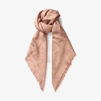Șal Emani din mătase și lână jacquard, roz balet