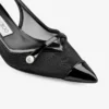 Amita 45 Pantofi cu baretă din piele lăcuită neagră și plasă