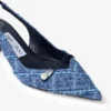 Amita 45 Slingback din denim cu model încrucișat de culoare marină și piele lăcuită