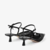 Aren Sling Back 45 Pantofi cu baretă din piele Spazzolato neagră și plasă cu inimioare, cu pandantiv cu perle