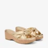Avenue Wedge 50 Mule cu toc înalt din piele nappa metalizată aurie