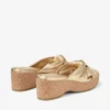 Avenue Wedge 50 Mule cu toc înalt din piele nappa metalizată aurie