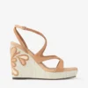 Ayla 110 Pantofi cu platformă din piele de căprioară și piele nappa în nuanțe de caramel și natural, cu rafie fină