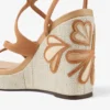 Ayla 110 Pantofi cu platformă din piele de căprioară și piele nappa în nuanțe de caramel și natural, cu rafie fină