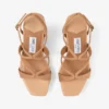 Ayla 110 Pantofi cu platformă din piele de căprioară și piele nappa în nuanțe de caramel și natural, cu rafie fină