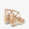 Ayla 110 Pantofi cu platformă din piele de căprioară și piele nappa în nuanțe de caramel și natural, cu rafie fină