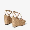 Ayla 110 Pantofi cu toc înalt din piele nappa cappuccino și rafie împletită cu flori