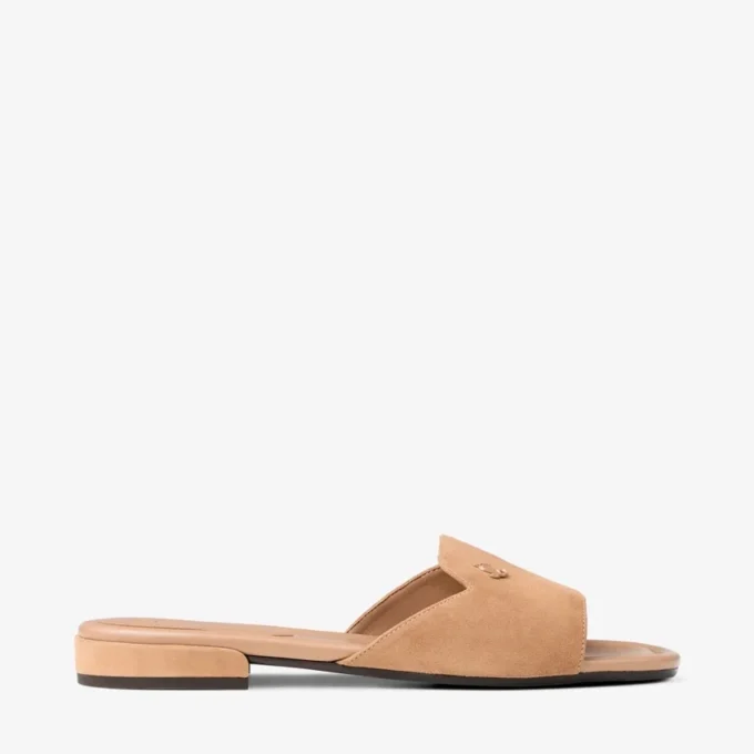 Balerini Dina din piele de căprioară de culoare caramel