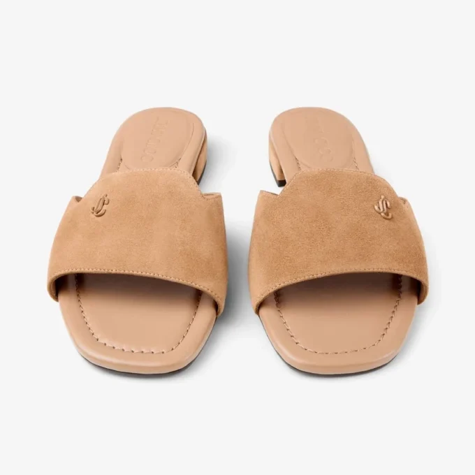 Balerini Dina din piele de căprioară de culoare caramel
