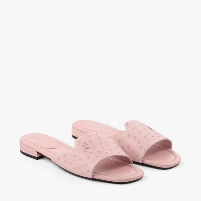Balerini Dina din piele de struț roz Balerini Dina din piele de struț roz