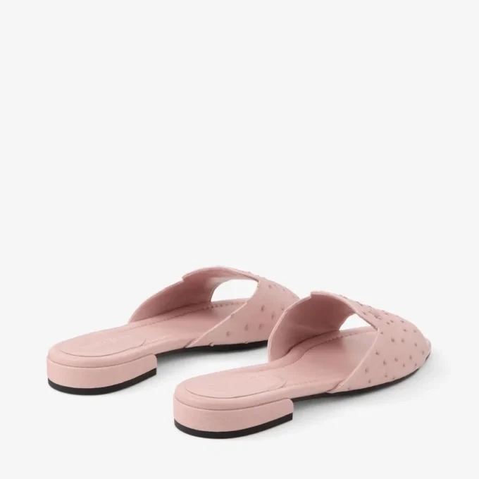 Balerini Dina din piele de struț roz Balerini Dina din piele de struț roz