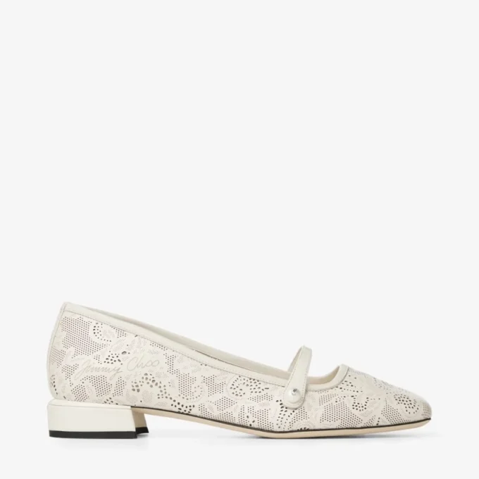 Balerini Elisa Latte Pantofi balerini Jimmy Choo din piele nappa perforată Balerini Elisa Latte Pantofi balerini Jimmy Choo din piele nappa perforată