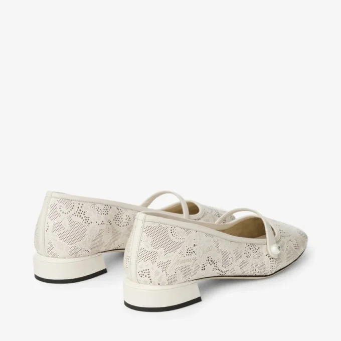 Balerini Elisa Latte Pantofi balerini Jimmy Choo din piele nappa perforată Balerini Elisa Latte Pantofi balerini Jimmy Choo din piele nappa perforată