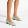 Balerini Elisa Verde Jimmy Choo din dantelă și piele spazzolato