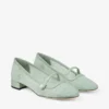 Balerini Elisa Verde Jimmy Choo din dantelă și piele spazzolato