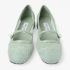 Balerini Elisa Verde Jimmy Choo din dantelă și piele spazzolato