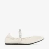 Balerini Jade din piele nappa moale de culoare latte, cu curea cu cristale Balerini Jade din piele nappa moale de culoare latte, cu curea cu cristale
