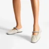 Balerini Jade din piele nappa moale de culoare latte, cu curea cu cristale Balerini Jade din piele nappa moale de culoare latte, cu curea cu cristale