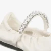 Balerini Jade din piele nappa moale de culoare latte, cu curea cu cristale Balerini Jade din piele nappa moale de culoare latte, cu curea cu cristale