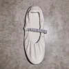 Balerini Jade din piele nappa moale de culoare latte, cu curea cu cristale Balerini Jade din piele nappa moale de culoare latte, cu curea cu cristale