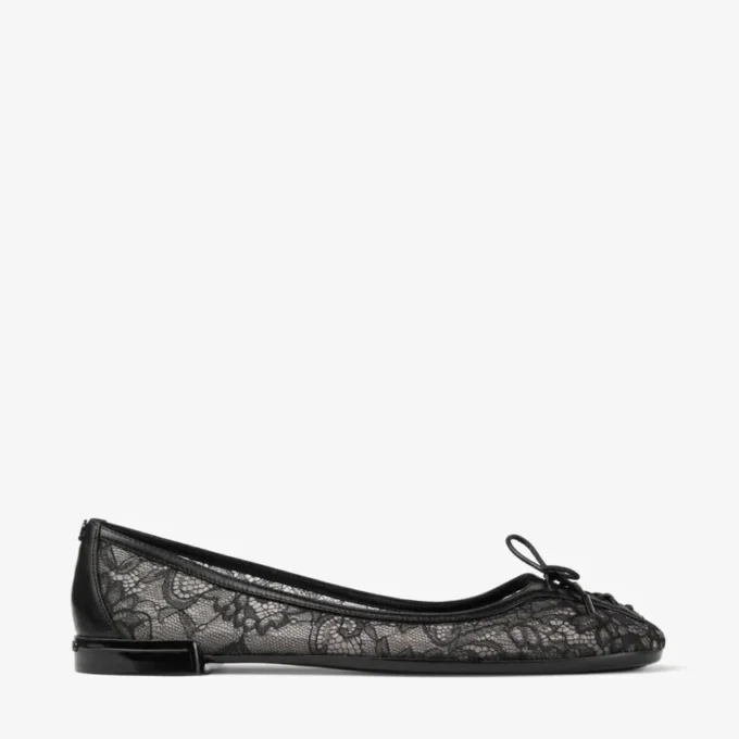 Balerini Scarlett negri cu dantelă Jimmy Choo