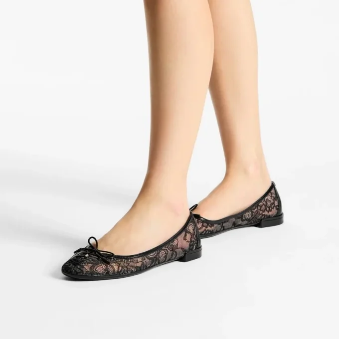 Balerini Scarlett negri cu dantelă Jimmy Choo