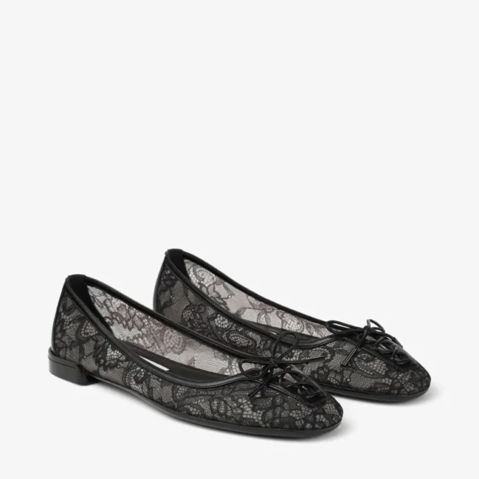 Balerini Scarlett negri cu dantelă Jimmy Choo
