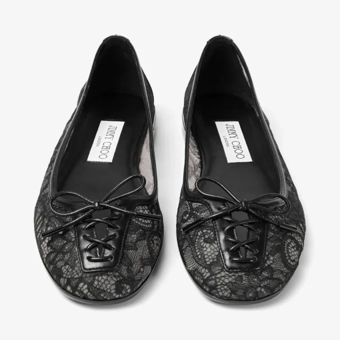 Balerini Scarlett negri cu dantelă Jimmy Choo