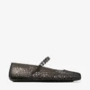 Balerinii Jelly Black cu ornamente din cristale Balerinii Jelly Black cu ornamente din cristale