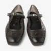 Balerinii Jelly Black cu ornamente din cristale Balerinii Jelly Black cu ornamente din cristale