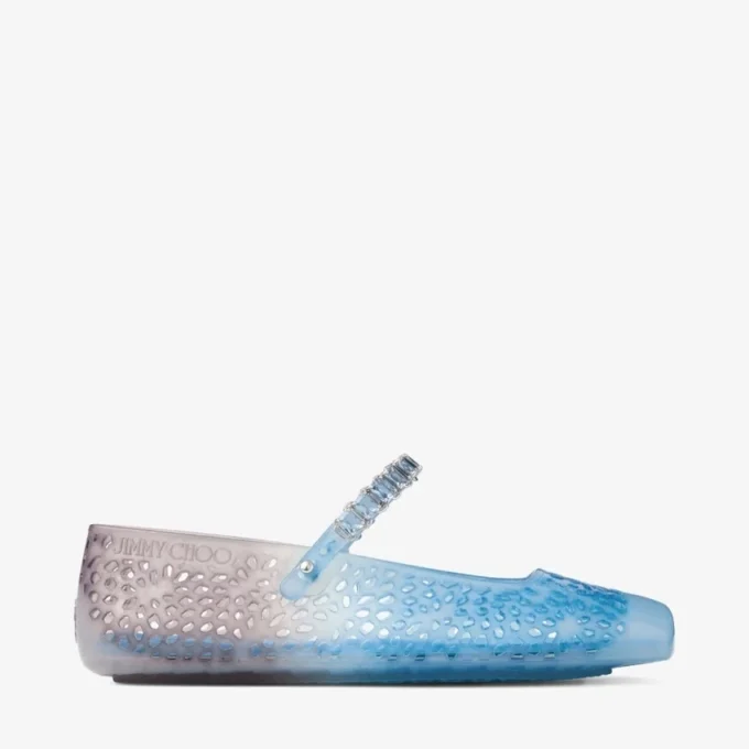 Balerinii Jelly Denim Degradé cu ornamente din cristale Balerinii Jelly Denim Degradé cu ornamente din cristale