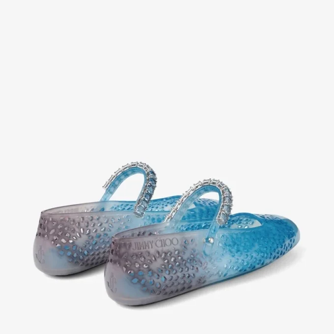 Balerinii Jelly Denim Degradé cu ornamente din cristale Balerinii Jelly Denim Degradé cu ornamente din cristale