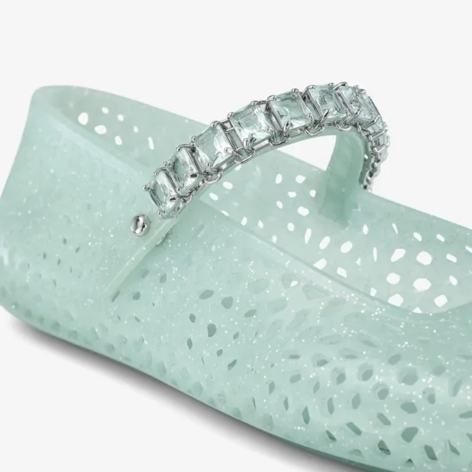 Balerinii Jelly Light Verde cu ornamente din cristal Balerinii Jelly Light Verde cu ornamente din cristal
