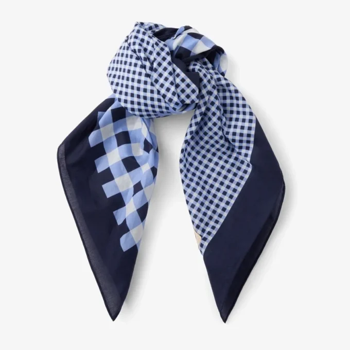 Bandana Sula Bandana din bumbac cu imprimeu în carouri marine Bandana Sula Bandana din bumbac cu imprimeu în carouri marine