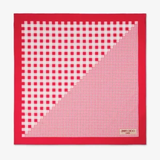 Bandana Sula din bumbac cu imprimeu Gingham în nuanțe de roșu rubiniu