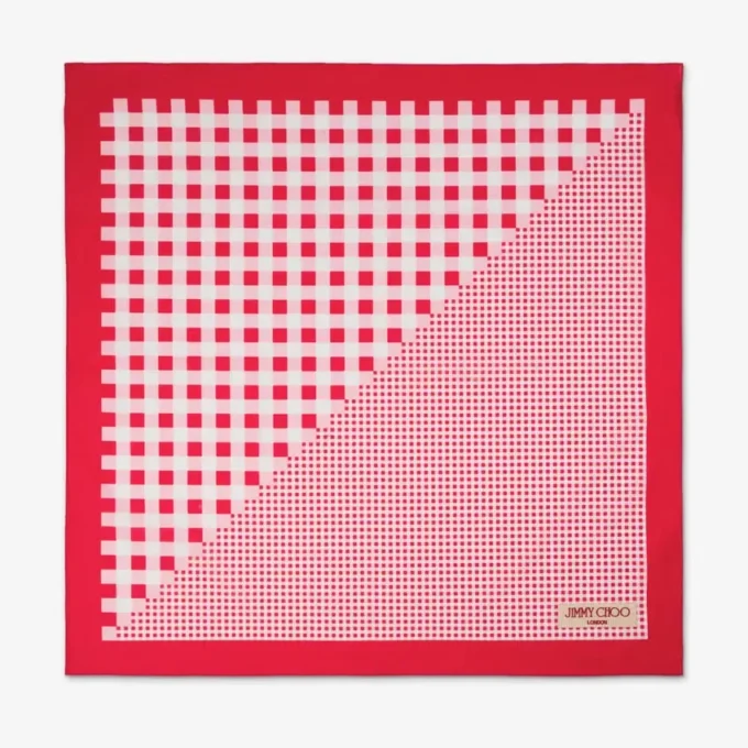 Bandana Sula din bumbac cu imprimeu Gingham în nuanțe de roșu rubiniu Bandana Sula din bumbac cu imprimeu Gingham în nuanțe de roșu rubiniu