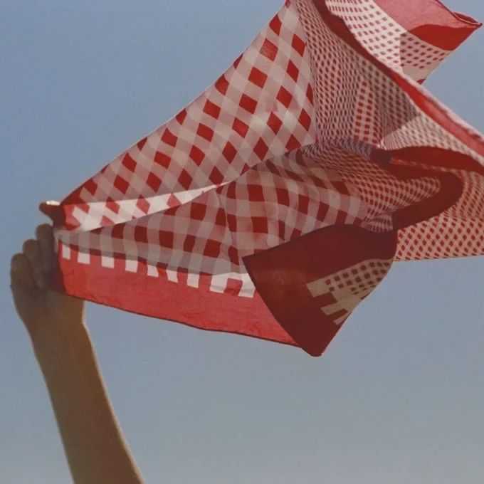 Bandana Sula din bumbac cu imprimeu Gingham în nuanțe de roșu rubiniu Bandana Sula din bumbac cu imprimeu Gingham în nuanțe de roșu rubiniu