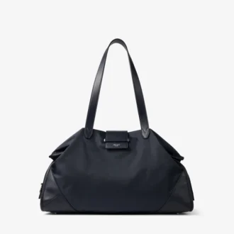 Bar Holdall Geantă mare din nailon marin cu finisaje din piele de vițel netedă