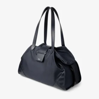 Bar Holdall Geantă mare din nailon marin cu finisaje din piele de vițel netedă