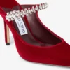 Bing 100 Mule din catifea roșu rubiniu cu ornamente din cristale Bing 100 Mule din catifea roșu rubiniu cu ornamente din cristale