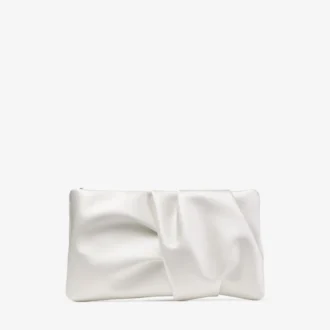 Bonny Clutch – Gență de mână din satin de culoare ivoriu